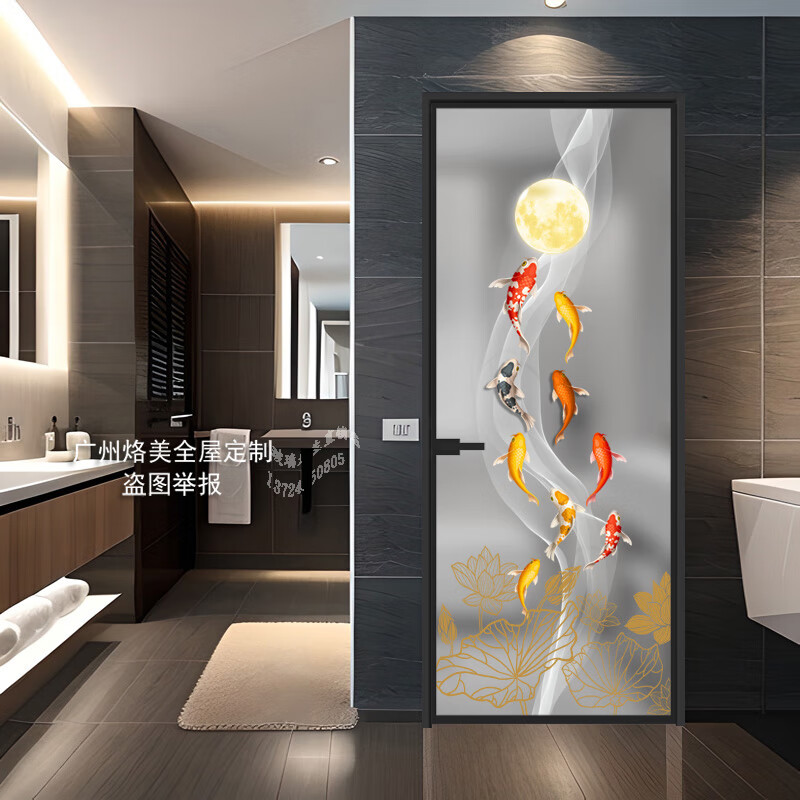 定制衛(wèi)生間門鋁合金廁所門簡(jiǎn)約鈦鎂新款廚房平開洗手間浴室門現(xiàn)貨 雙層工藝玻璃含五金配件一平方