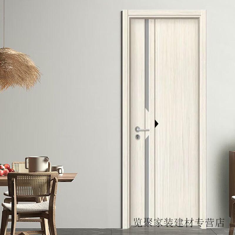 美克杰纯白色实木卧室木门一整套新款室内房门碳晶门门框门套无漆定制