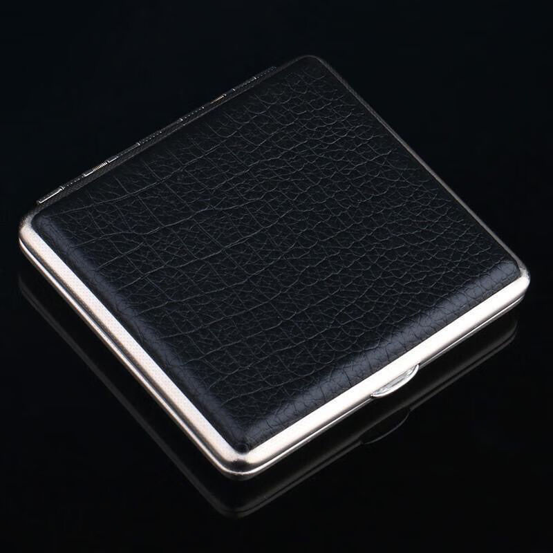 烟盒20支装金属简约香菸便携香烟盒烟烟夹男士礼品 黑色一个夹子款