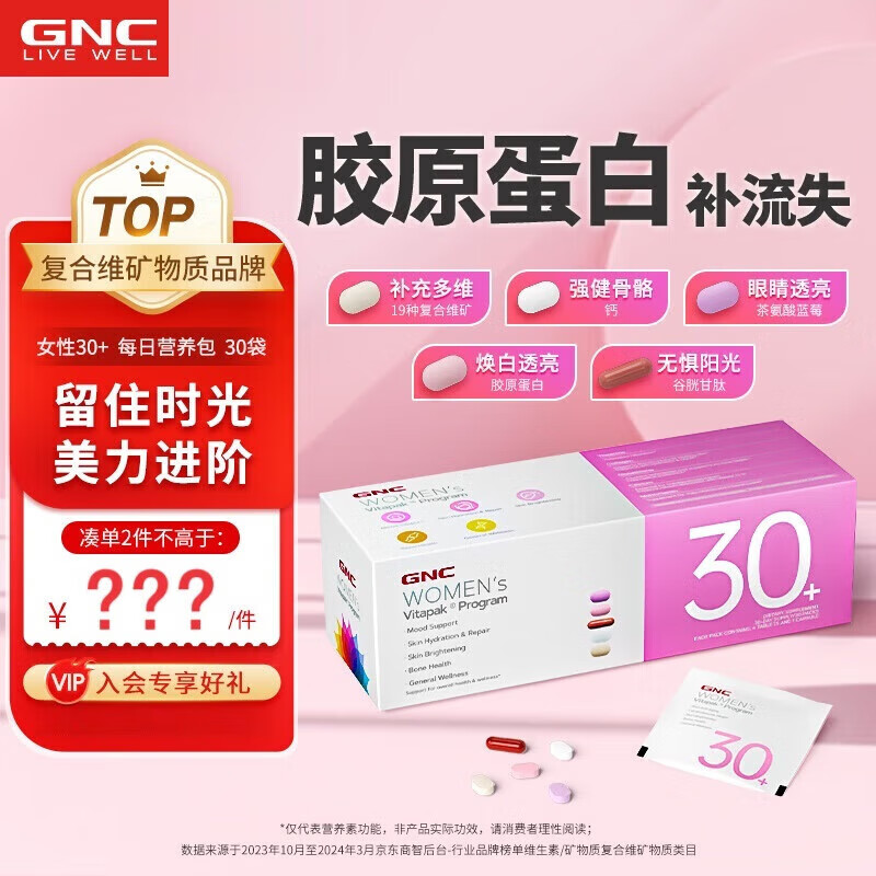 GNC健安喜 时光包女性Vitapak多种维生素每日营养包30包复合维生素 【女性30+】拼职场 抗初老