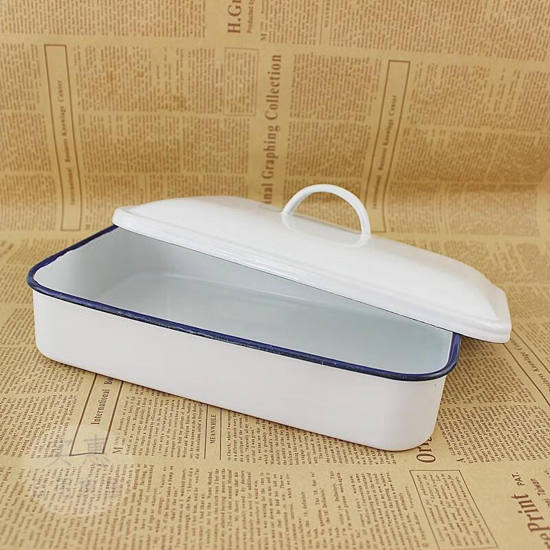 医用陶瓷方盘加厚带盖搪瓷托盘医用方盘化工盘托盘:搪瓷加深盘长方形