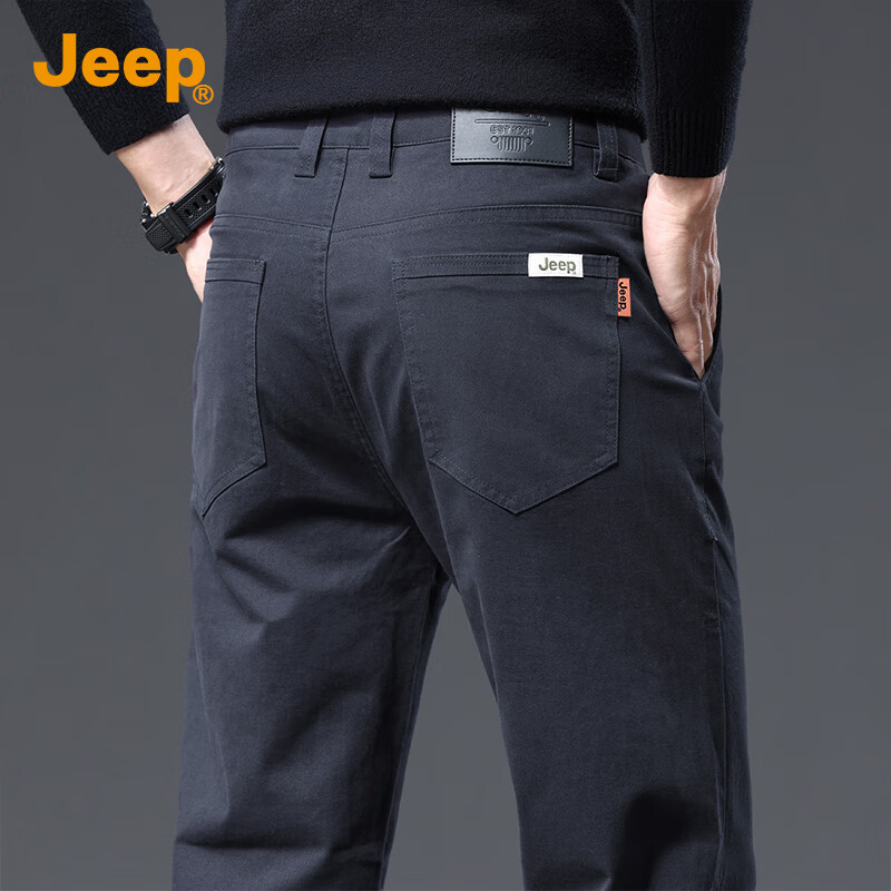 吉普（JEEP）高端男士休闲裤男2025春夏新款宽松商务直筒裤纯棉透气长裤子男裤