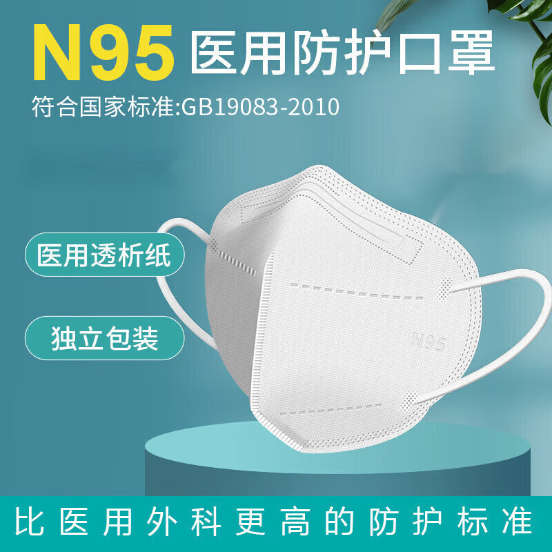 【当天发货】n95医用口罩一次性级防护五层含双层熔喷布白色款无菌型