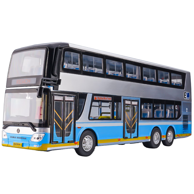 翊玄玩具 雙層大巴士公交車玩具仿真合金車模汽車模型玩具男孩禮物