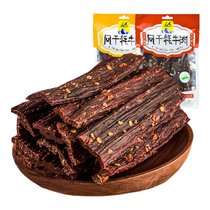 文友風(fēng)干牦牛肉干超干五香解饞休閑零食肉干肉脯大袋牛肉干青海特產(chǎn) 五香 252g * 1袋