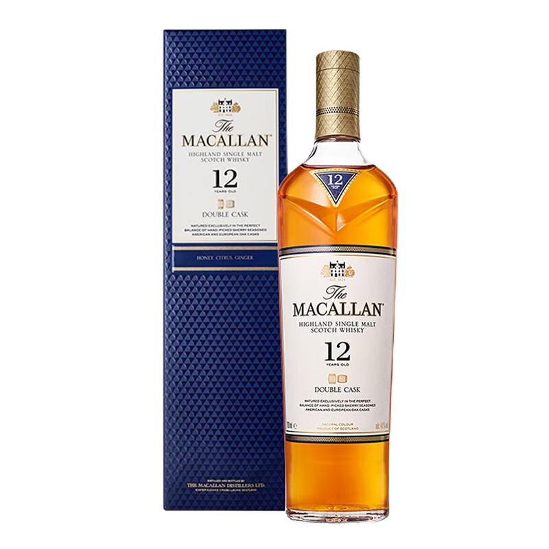 MACALLAN 麦卡伦 单一麦芽威士忌苏格兰斯佩塞产区英国洋酒爱丁顿行货 麦卡伦12年蓝钻双桶