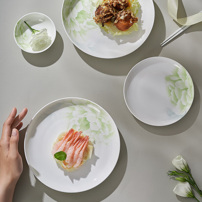 华光国瓷 碗盘餐具整套 抗菌餐具碗碟套装 婚庆乔迁之喜 国色天香 6人配礼盒装 32头