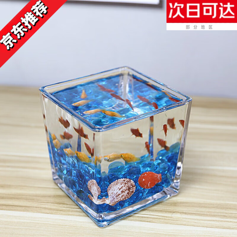 小鱼缸水族箱客厅小型桌面创意家用水晶玻璃生态迷你金鱼缸方形 10方