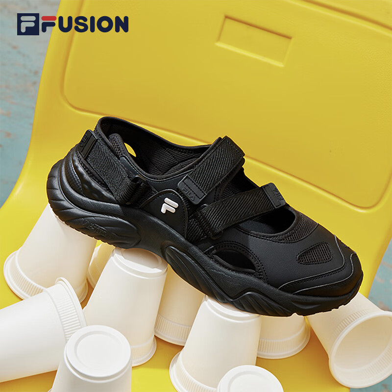 fila fusion斐乐潮牌官方凉鞋男鞋2024夏季休闲凉拖魔术贴海螺沙滩鞋