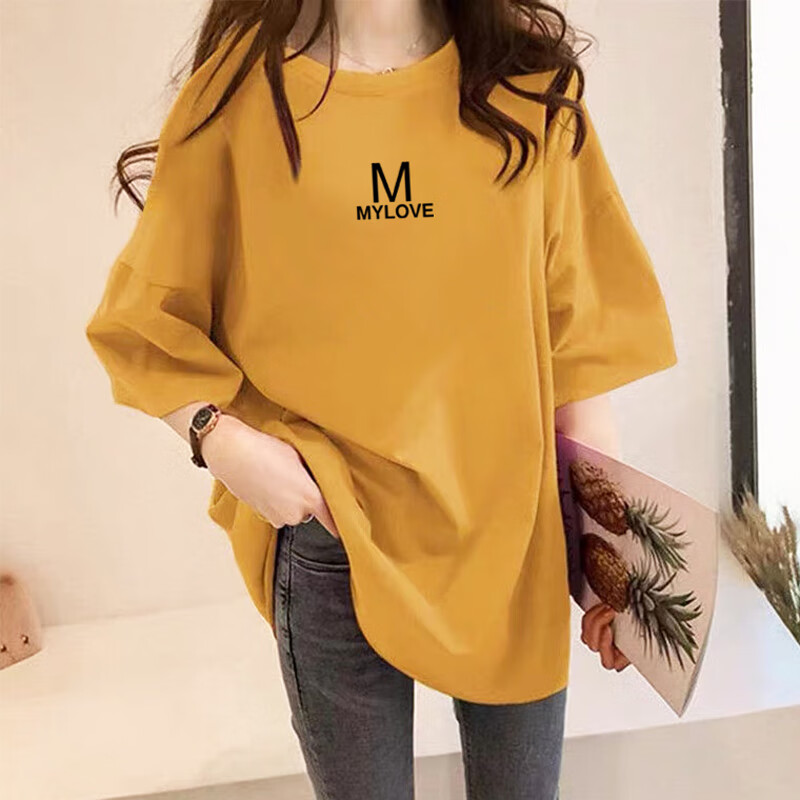 欧黛秀搭配鲨鱼裤的夏季薄款上衣短袖t恤女2024宽松欧货大版中长款