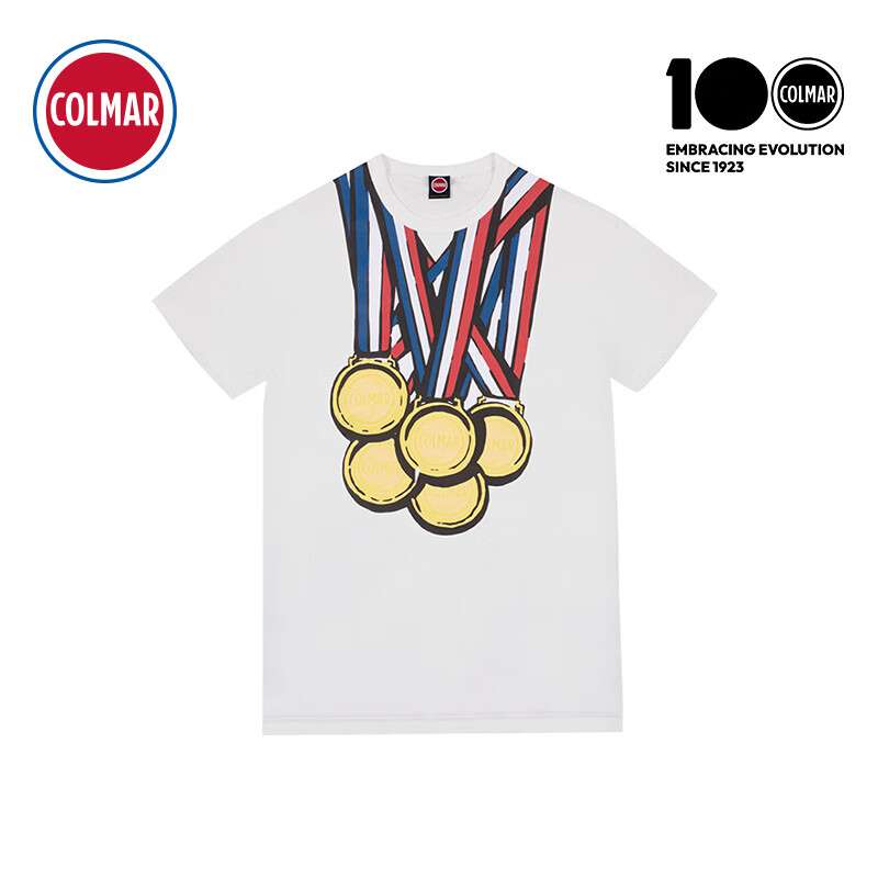colmar100周年纪念款t恤 时尚休闲情侣款短袖 新年礼物 白色 s
