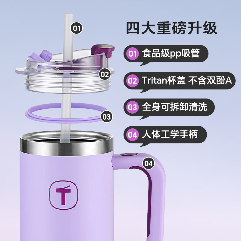 特百惠（Tupperware）[重磅新品]大T杯1.1L大容量保冷冰霸杯保温杯男女水杯子 夜海蓝