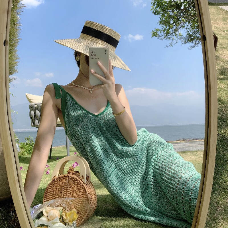 京功2024年夏季女适合泰国旅游穿沙滩裙女海边度假超仙感小清新茶歇法