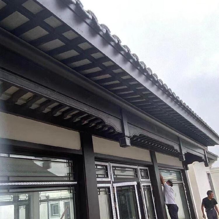 中式铝合金飞椽花格茶壶档仿古荷包椽铝代木园林欧式雕花构件定制