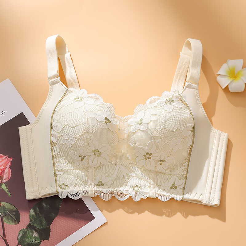 千迷丝刺绣花朵蕾丝文胸无钢圈小胸聚拢性感内衣女收副乳调整型胸罩