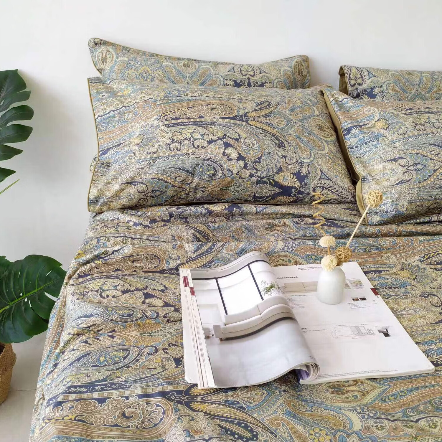 柳庭 家纺 全棉60支贡缎枕套 纯棉枕头套一对装 宫廷 48x74cm