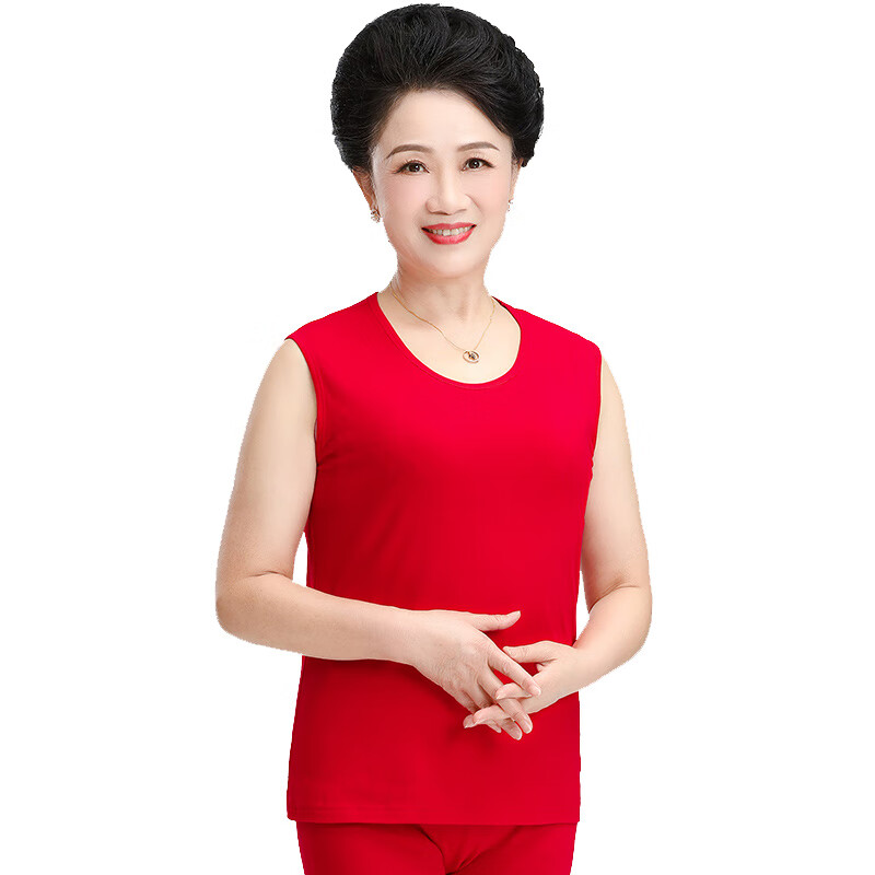 零虹本命年大红色中老年妈妈背心宽肩福字老式跨栏背心女棉薄款汗衫