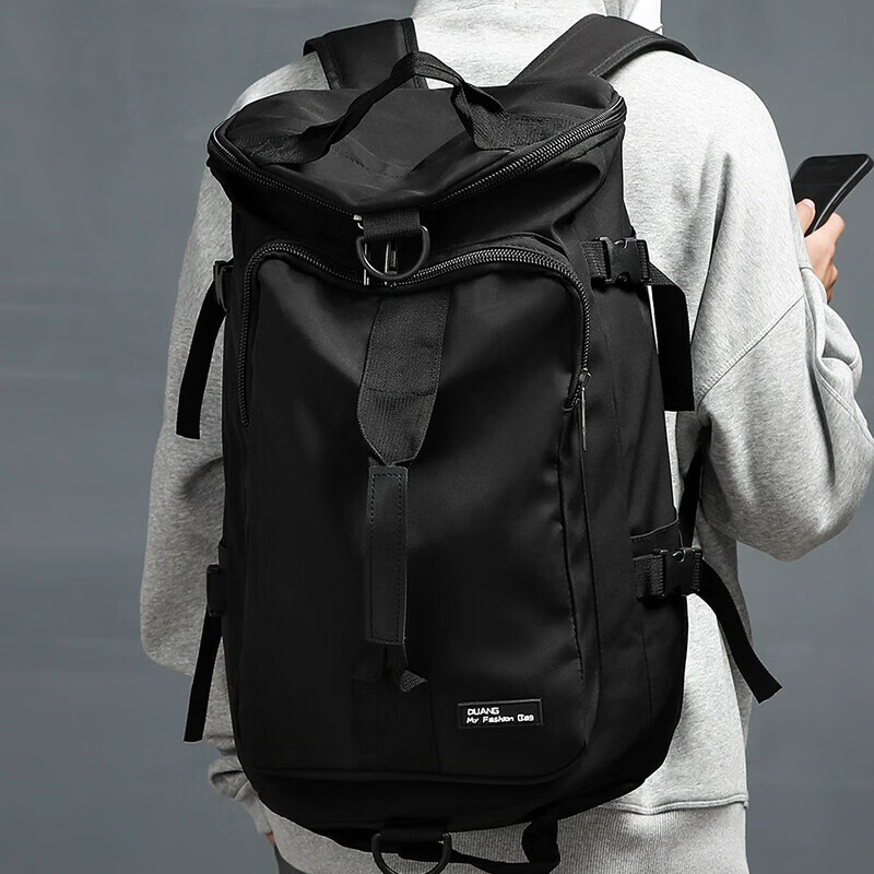 双星（doublestar）旅行包男背包大容量健身包手提运动短途出差行李包学生电脑包 黑色