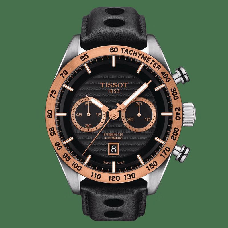 天梭(tissot)prs 516系列18k玫瑰金表圈自动机械男士运动腕表防水男表