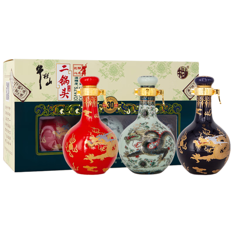 牛栏山 二锅头珍品30 匠心小酒礼盒 清香型白酒 52度50ml*3瓶