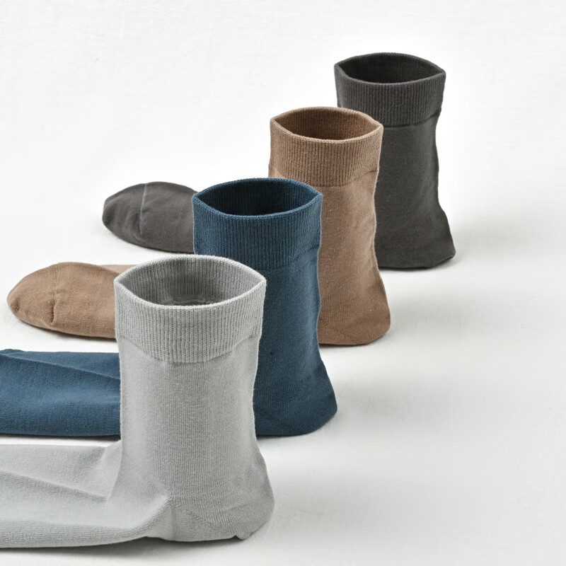 CK长袜子男士吸汗透气纯棉防臭纯色商务休闲弹力中筒运动款式袜子 W3CK 6白 6双 均码 (40.5-44.5)