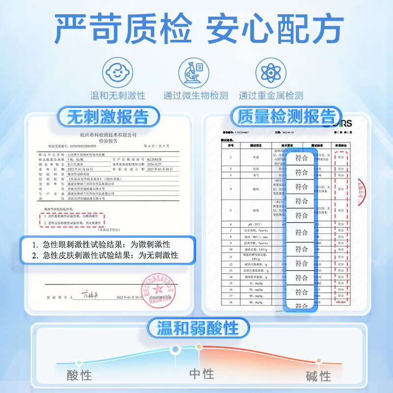 小浣熊 儿童沐浴露洗发水二合一按压瓶子温和洗澡洗护用品 牛奶润护洗发沐浴露1L