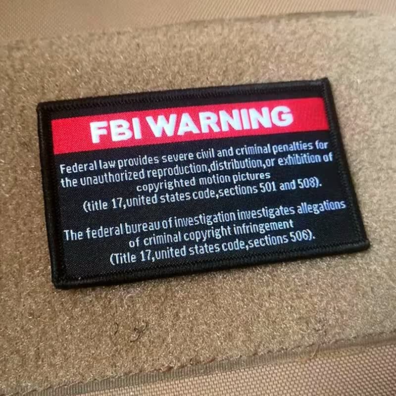 长条警示臂章户外包贴章 警告魔术贴徽章 军迷装饰 片头 fbi 警告 5*