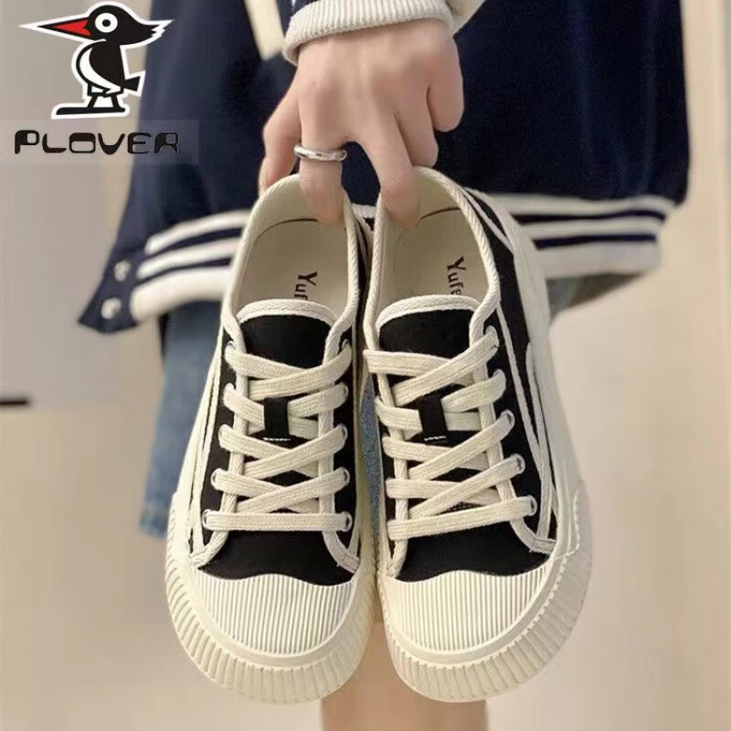 小回力家帆布鞋女2024年春季新款百搭ulzzang厚底透气运动饼干板鞋子
