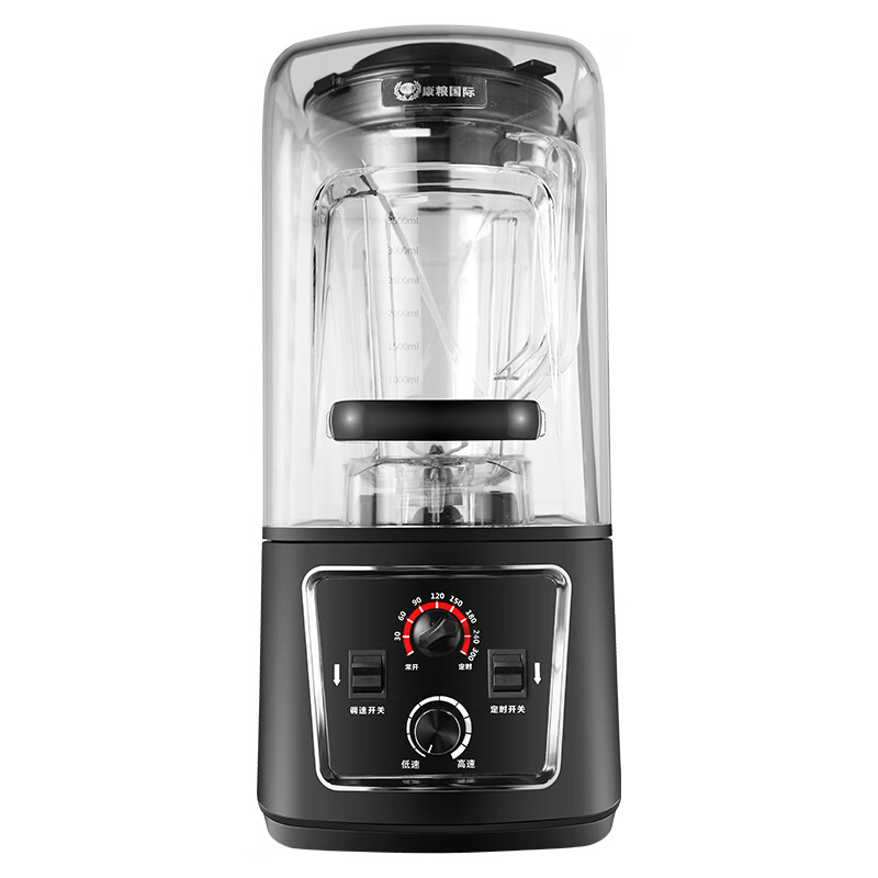 TOOYOPIN商用豆浆机大容量早餐店用现磨多功能大功率料理机破壁机沙冰机单位食堂用全自动快速出浆 黑色4升带隔音罩 230*200*550mm