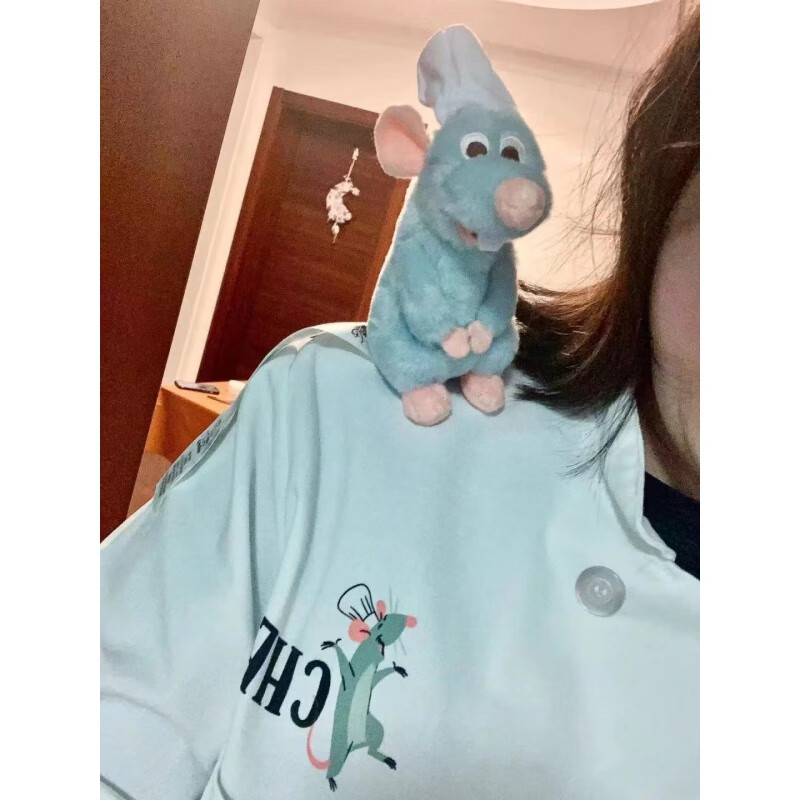 名卓日单迪家料理鼠王毛绒玩具灰色白帽子玩偶 主图款玩偶无磁铁) 标