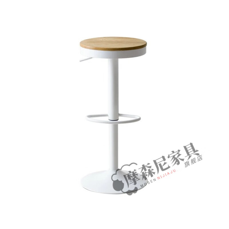 日式吧臺(tái)凳升降旋轉(zhuǎn)吧臺(tái)椅簡(jiǎn)約家用時(shí)尚吧椅鐵藝高腳椅子島臺(tái)凳子 水曲柳木 原木色