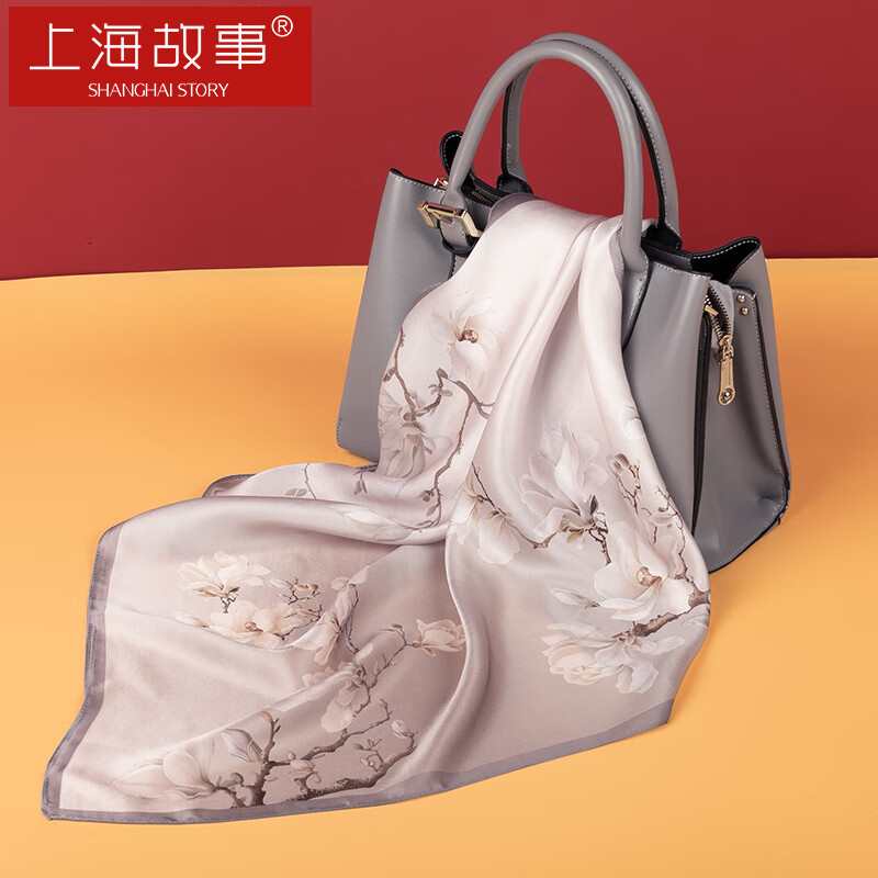 上海故事真丝丝巾100%桑蚕丝中方巾围巾礼盒送妈妈长辈实用礼物 晚香软玉