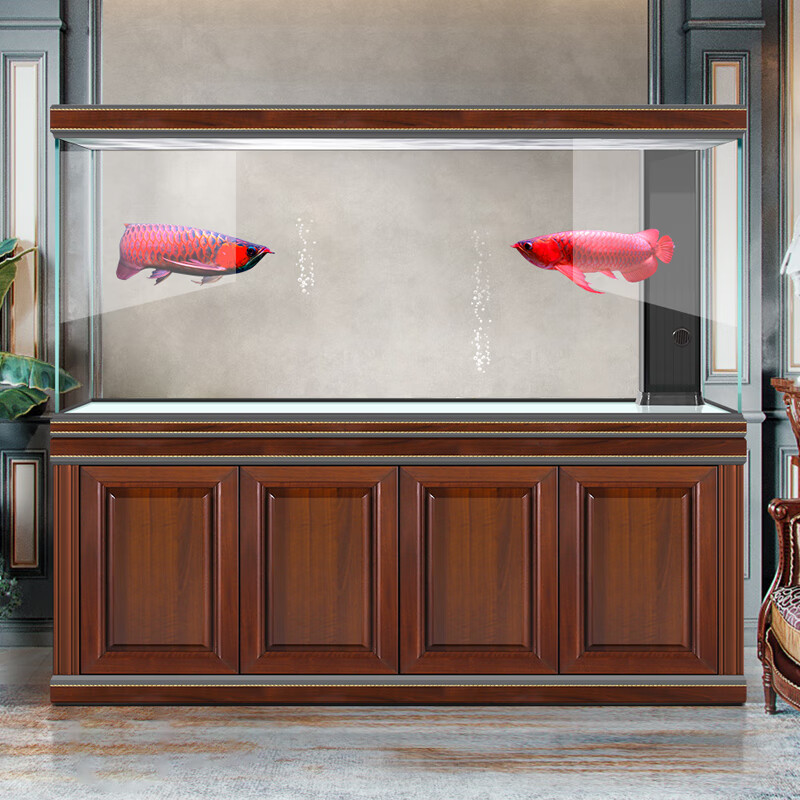 汉霸大型龙鱼缸超白玻璃生态底滤鱼缸家用办公室智能鱼缸水族箱 轻美式 标准款1.5米长x40cm宽x158cm高（屏风）