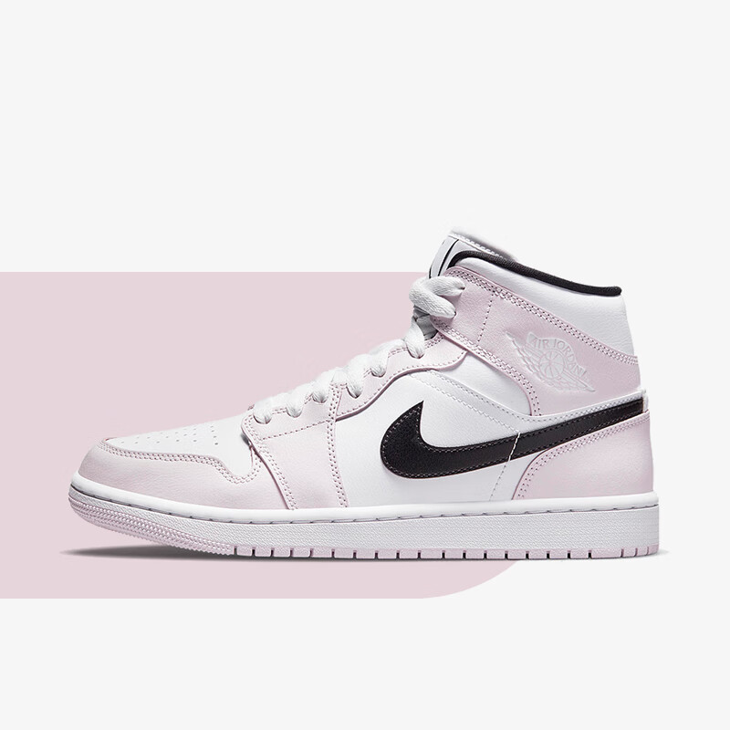 nike耐克air jordan 1 mid aj1樱花粉 女款 中帮休闲板鞋 bq6472-500