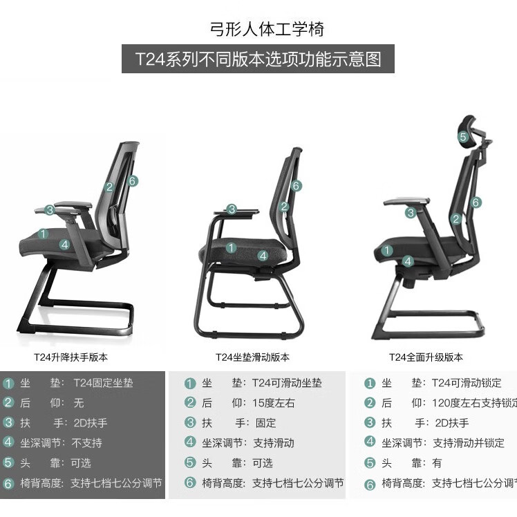 GAVEE 人体工程学弓形椅 固定脚电脑椅办公椅家用学习椅子操作台配套椅 升级款黑色坐垫支持前后移动并支持锁定后仰并支持锁定