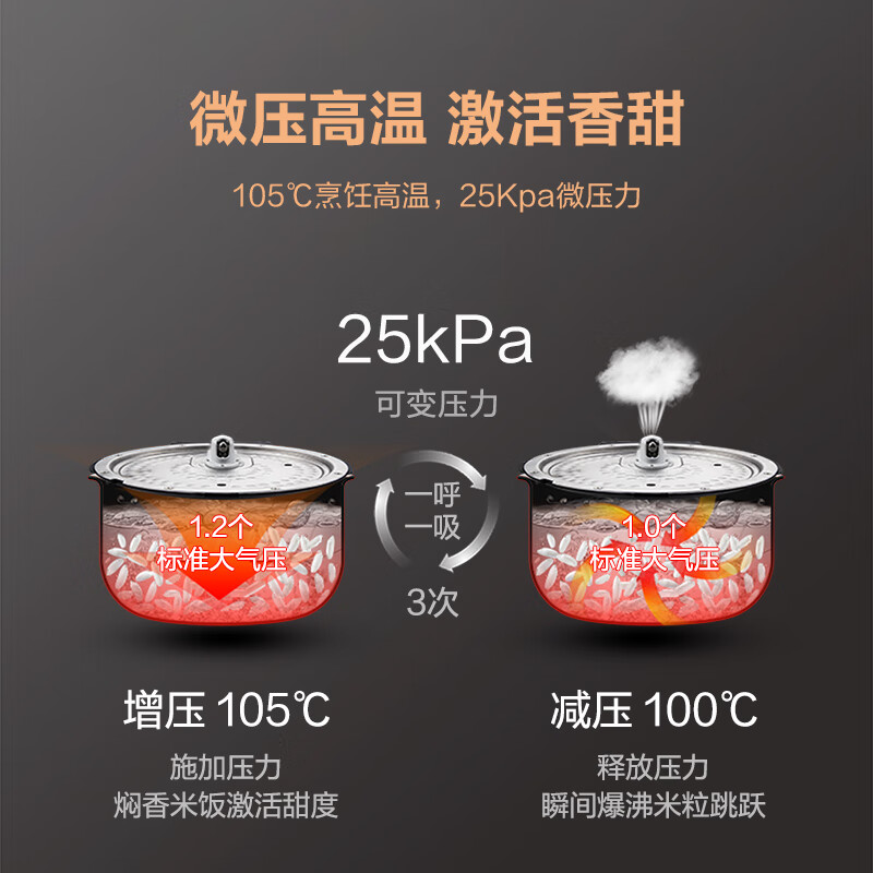 大松格力【董姐同款】铸铁电饭煲4-5人微压0涂层电饭锅ih加热4L赤焰釜铁锅家用无涂层多功能一体4015C