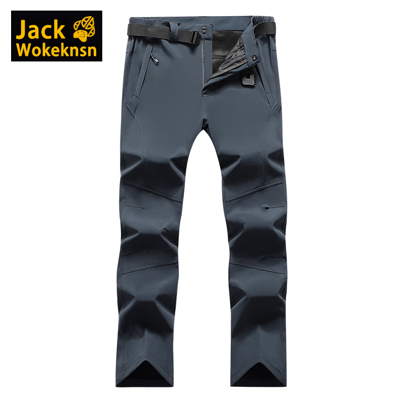 JACK WOKEKNSN狼爪云冲锋裤男防风防泼水速干裤子户外运动登山滑雪裤大码直筒裤 黑色 XL
