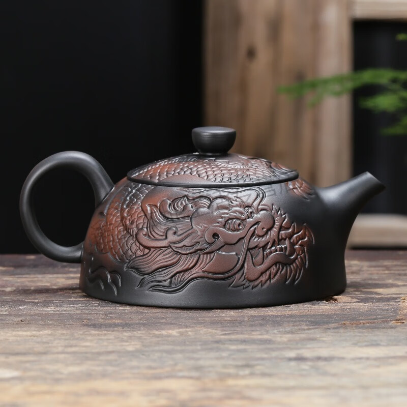 狮奥利兴紫陶凤鸣汉瓦壶云南建水浮雕壶半手工大容量茶壶紫砂壶单个泡