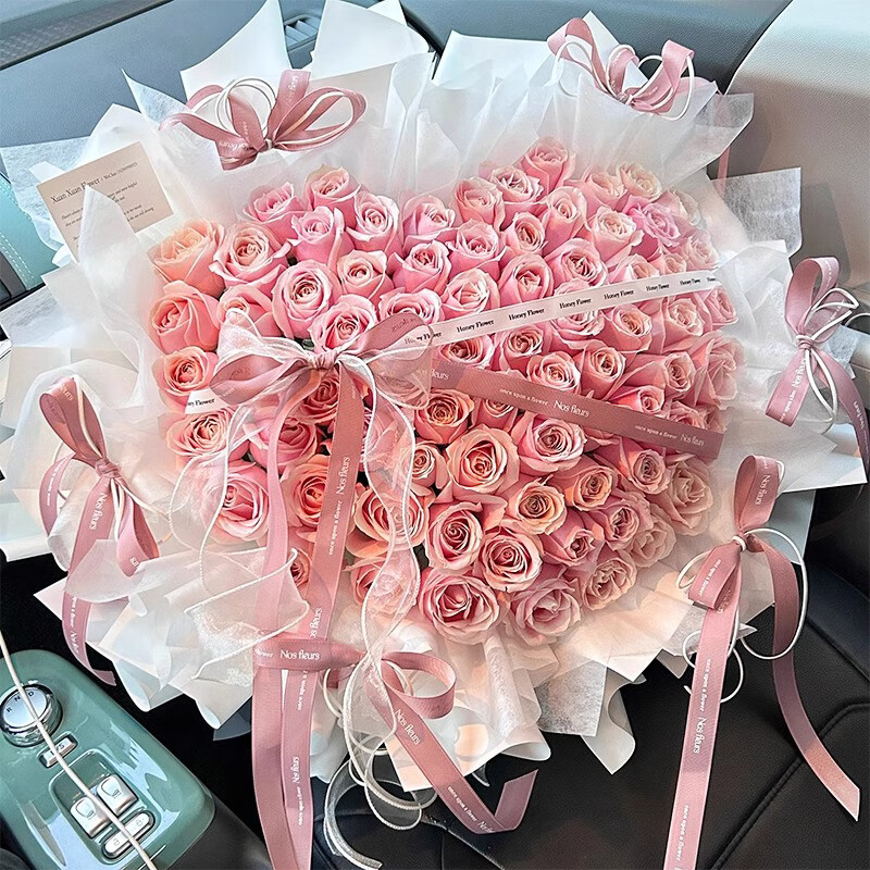蒲恋鲜花全国同城配送99朵粉玫瑰花束送女友老婆七夕表白求婚生日礼物