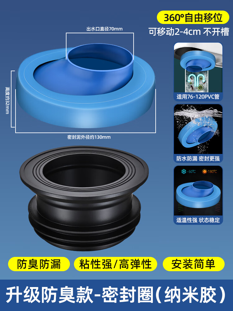 新型马桶移位器法兰密封圈坑距偏心智能位移110坐便器不挖地平移 升级