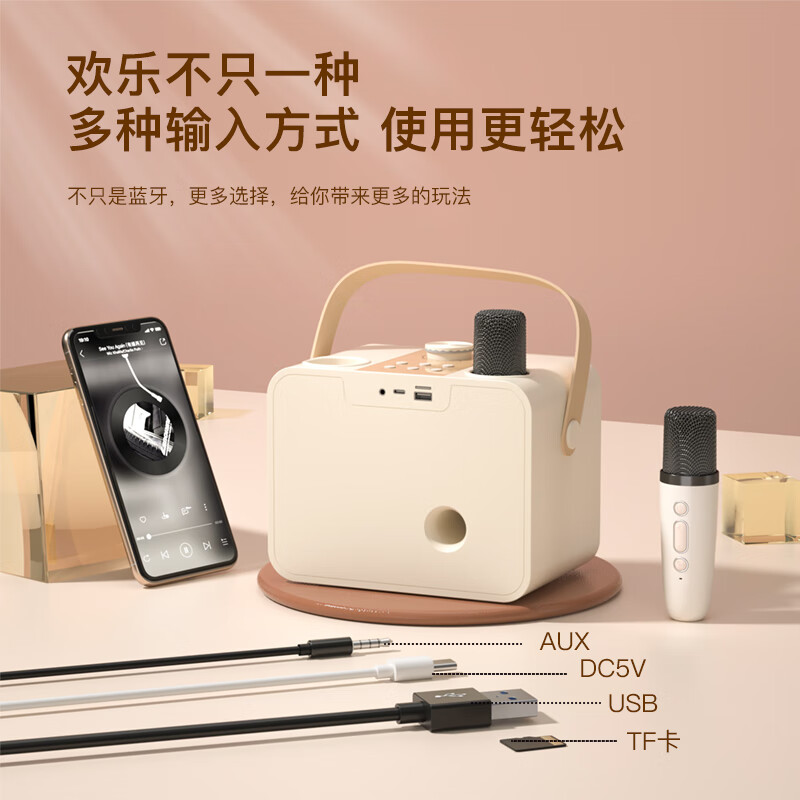 奇联蓝牙音响家庭ktv音响套装家用户外K歌卡拉OK一体机电视手机唱歌设备全民K歌点歌话筒麦克风声卡 素心沙韵
