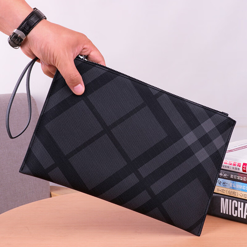 clolv kiss手包男手拿包男士信封包手拎包男包商务时尚大容量 黑色(29