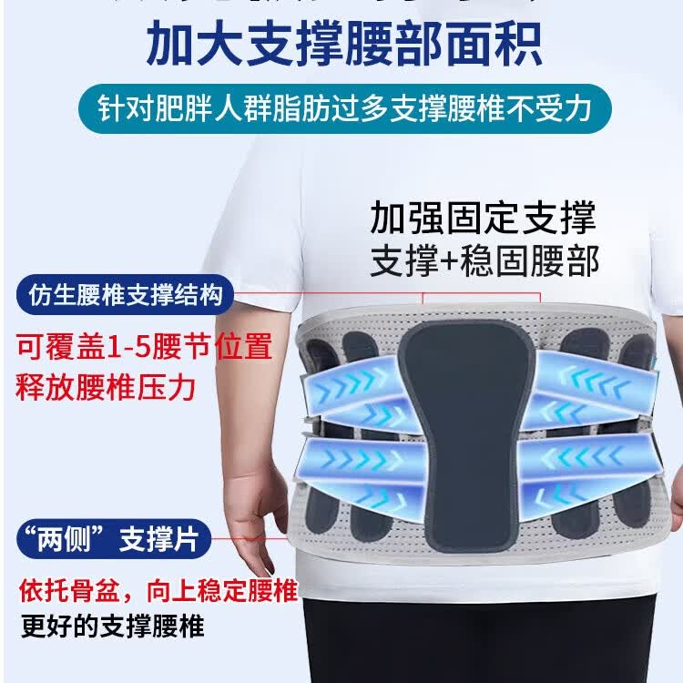 康立普(CANLIPE)大码护腰带医用级腰部支撑腰椎间盘突出腰肌劳损腰托男女久坐神器 黑色旗舰款【电热盐敷+四件套+钢板+软骨+支撑板】 5XL 腰围4尺5-4尺9或135cm-145cm
