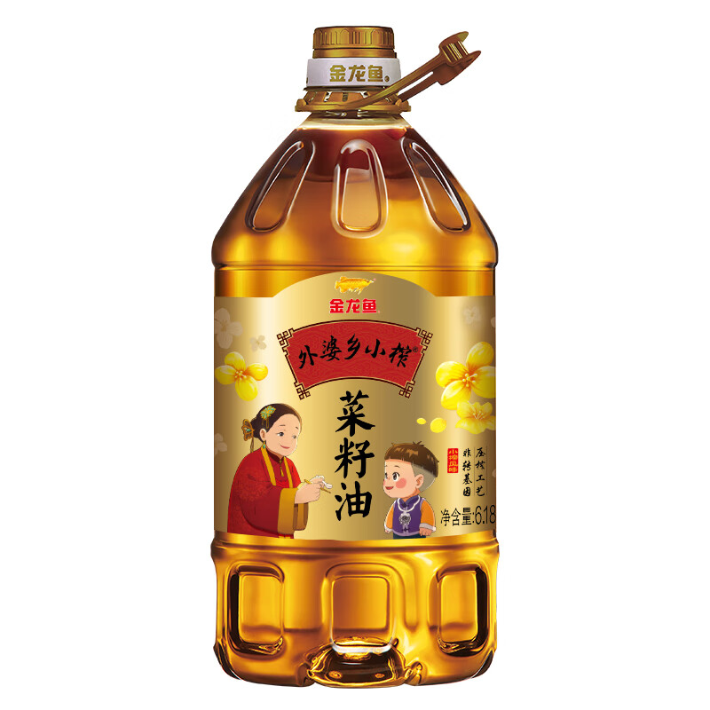 金龙鱼 食用油 非转基因压榨 外婆乡小榨菜籽油6.18L