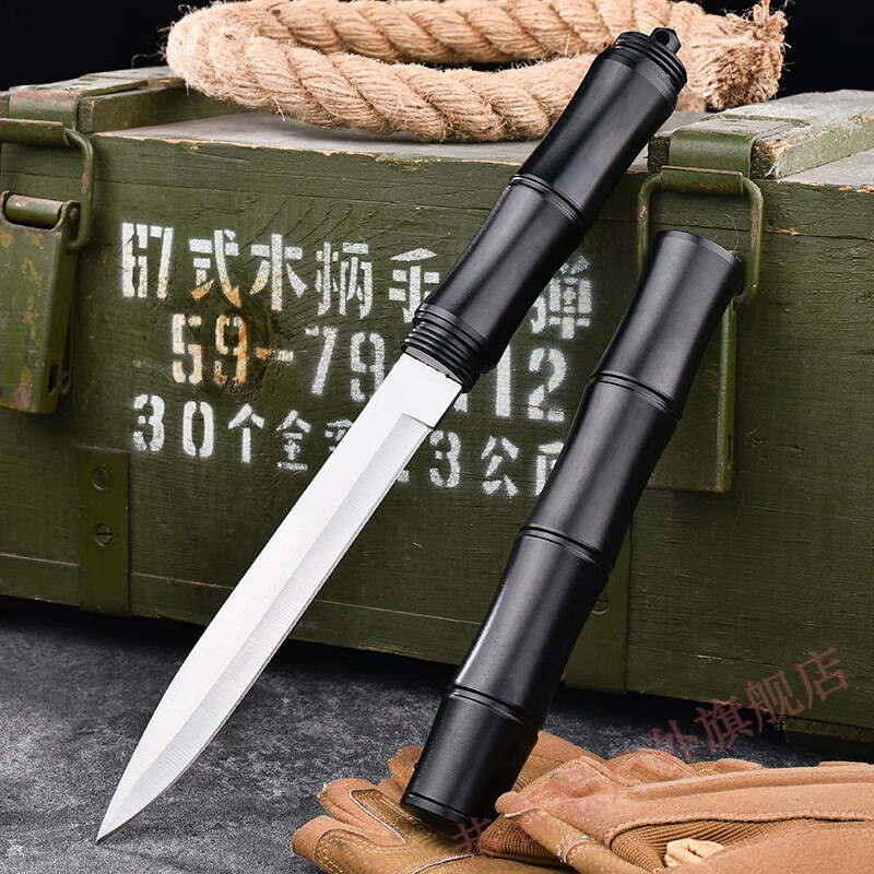 abdt竹子车载防身应急破窗棍中刀户外小刀防身刀便捷携带求生棍刀水果