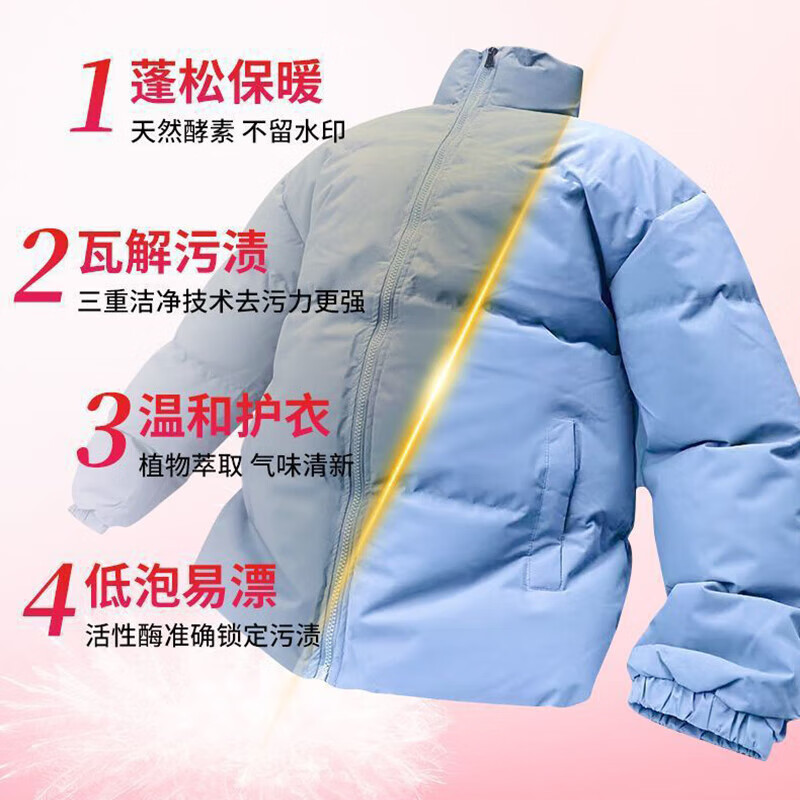 全耀羽绒服蓬松洗涤剂服蓬松剂洗衣机专用洗衣液去污防结块棉袄清洗剂 羽绒服蓬松剂+防结块+可机洗 2瓶