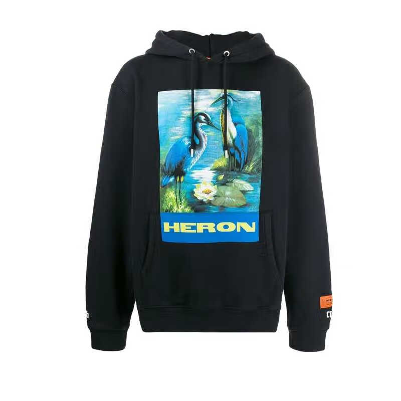heron preston/男女同款仙鹤连帽套头黑色卫衣/龙年奢饰品潮牌 黑色 l