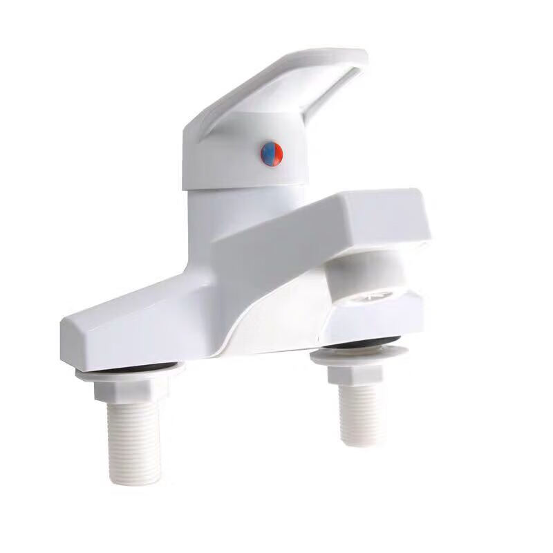 冷热塑料水龙头双孔水管洗面盆台盆柱盆三孔无铅混合4分双联 水龙头