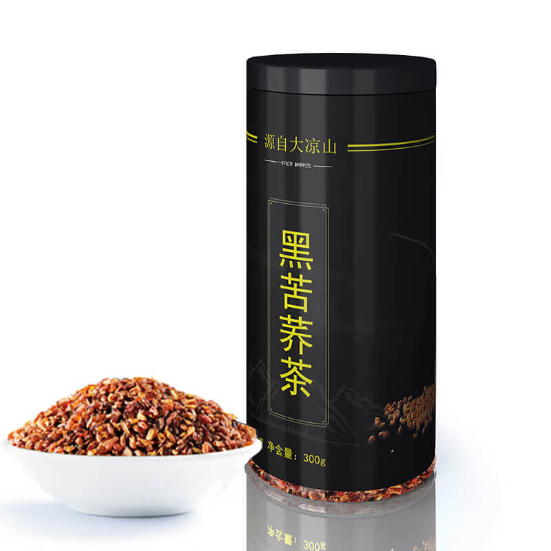 溪湲茗品黑苦荞茶大凉山黑珍珠全胚芽苦荞300克罐装中秋节礼赠低温烘焙