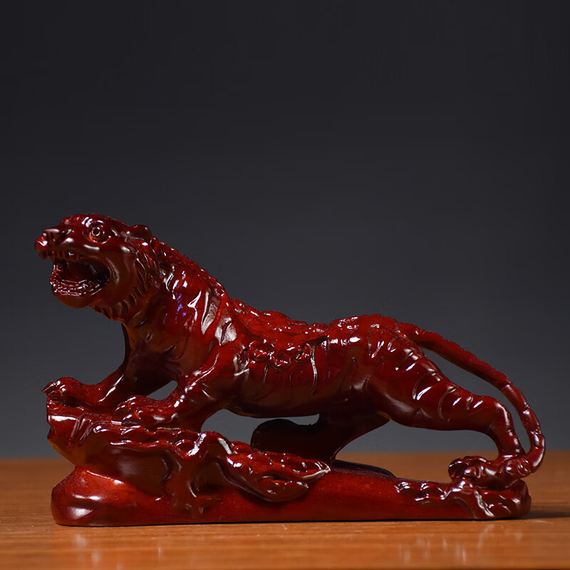 虎啸山河十二生肖老虎摆件客厅家居装饰品工艺送礼 红花梨    花纹虎